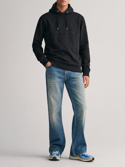 Gant Men Black Solid Hooded Sweatshirt