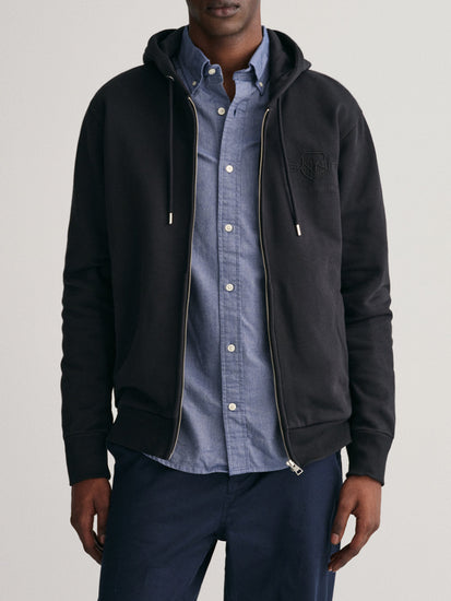 Gant Men Black Solid Hooded Sweatshirt