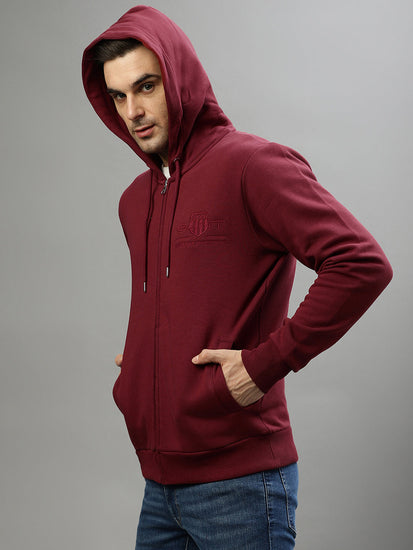 Gant Men Solid Hooded Full Sleeves Sweatshirt