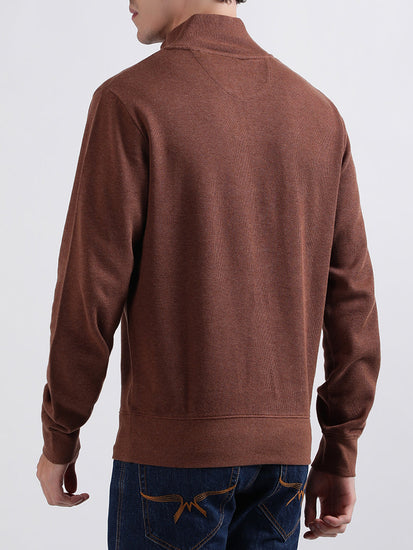 Gant Men Brown Solid High Neck Sweatshirt