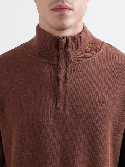 Gant Men Brown Solid High Neck Sweatshirt