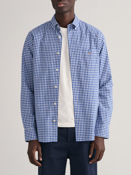 Gant Blue Fashion Checked Regular Fit Shirt