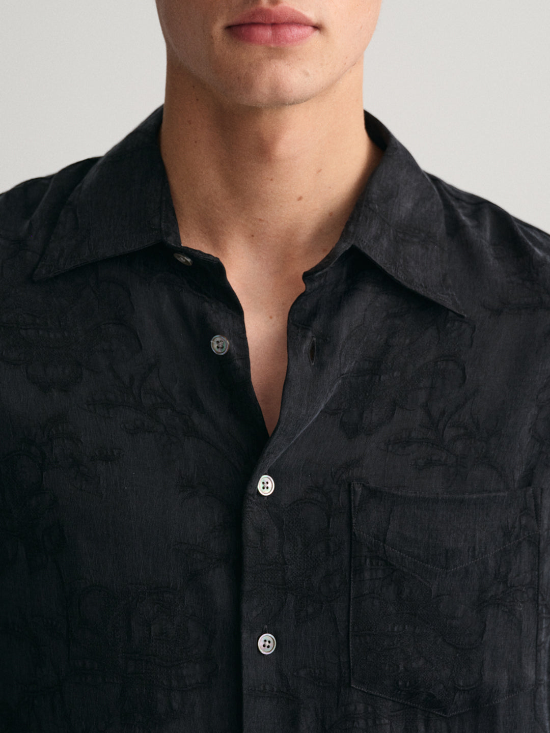 Gant Black Fashion Printed Relaxed Fit Shirt