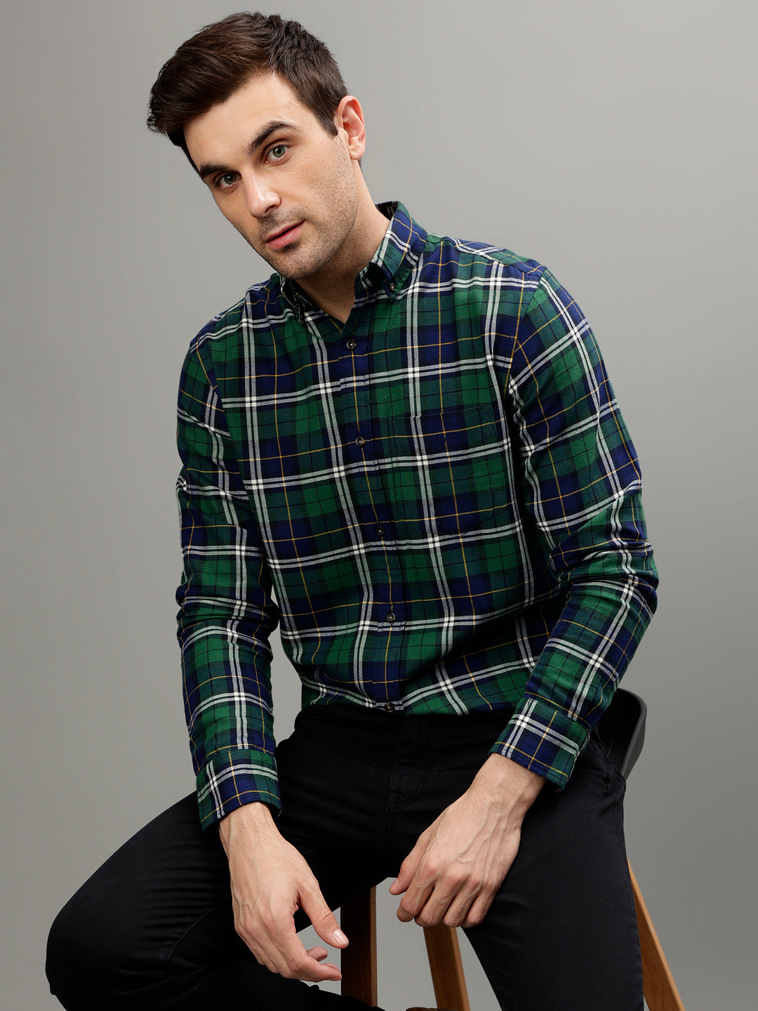 Gant Forest Green Fashion Checked Regular Fit Shirt