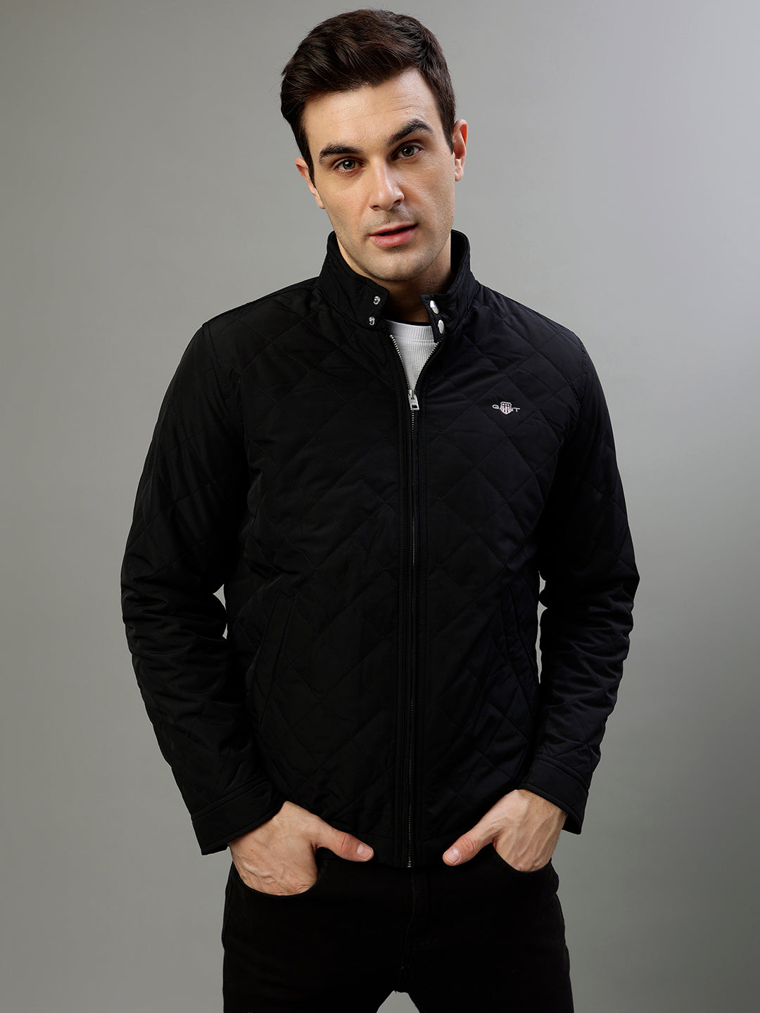 Gant Men Solid High Neck Full Sleeves Jacket