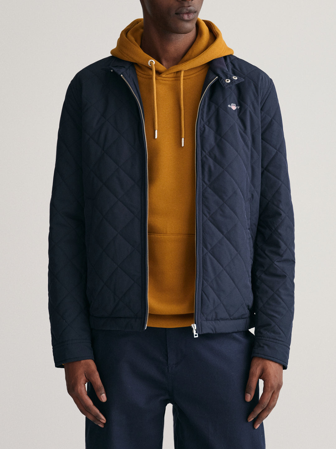 Gant Men Blue Solid High Neck Jacket