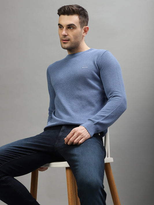 Gant Men Solid Round Neck Full Sleeves Sweater