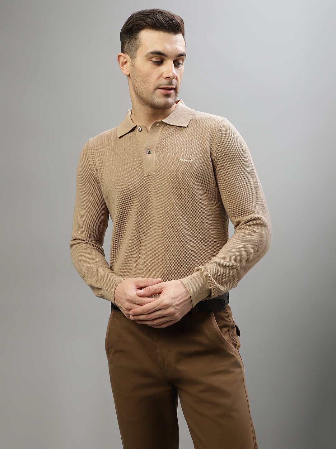 Gant Men Solid Polo Neck Full Sleeves Sweater