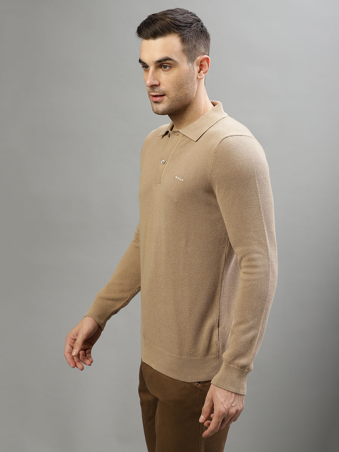 Gant Men Solid Polo Neck Full Sleeves Sweater