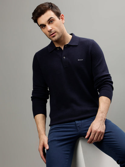 Gant Men Solid Polo Neck Full Sleeves Sweater