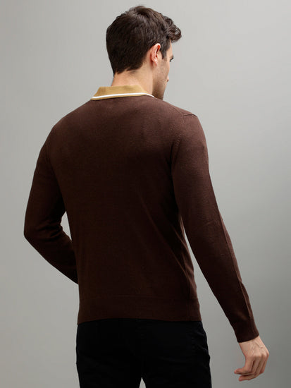 Gant Men Solid V Neck Long Sleeves Sweater