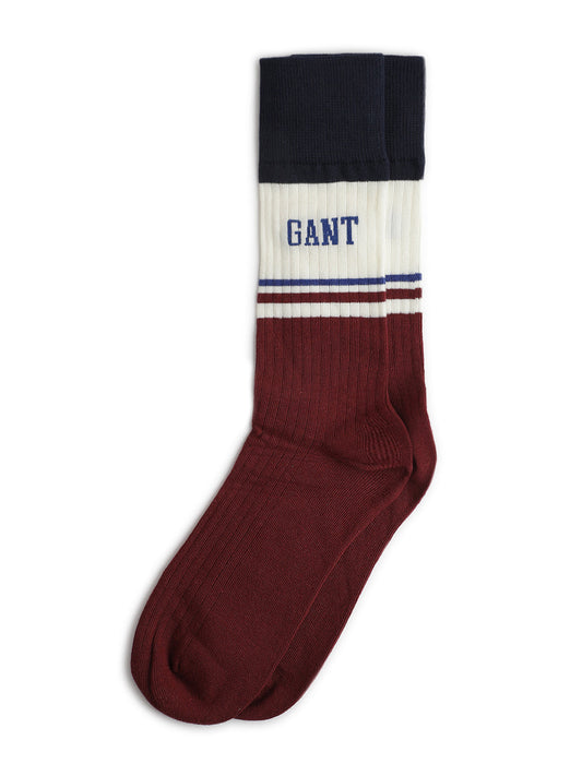 Gant Men Burgundy Colour Blocked Socks (Pack of 2)