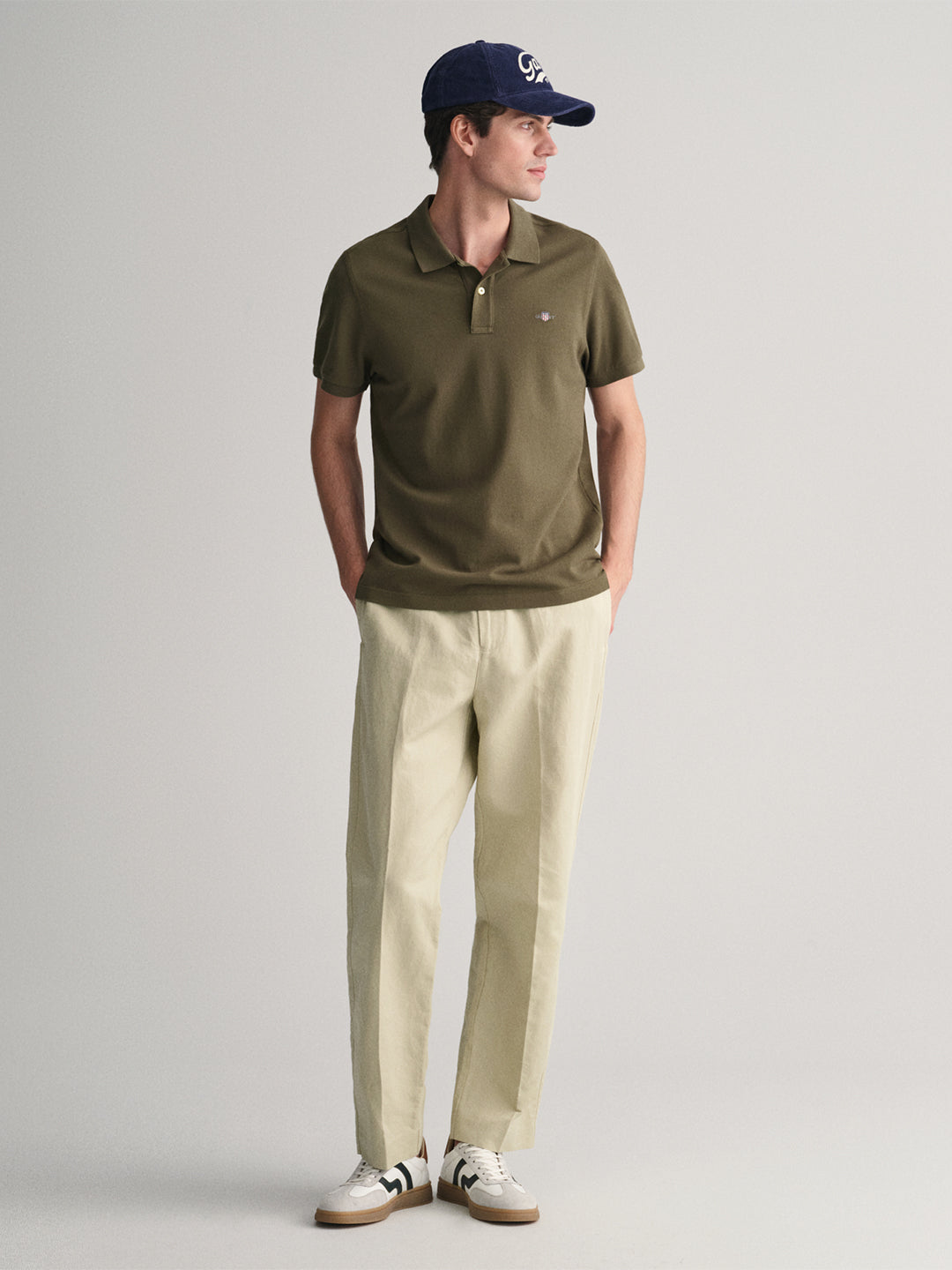 Shop Gant Men Green Solid Collared Short Sleeves Polo T-Shirt