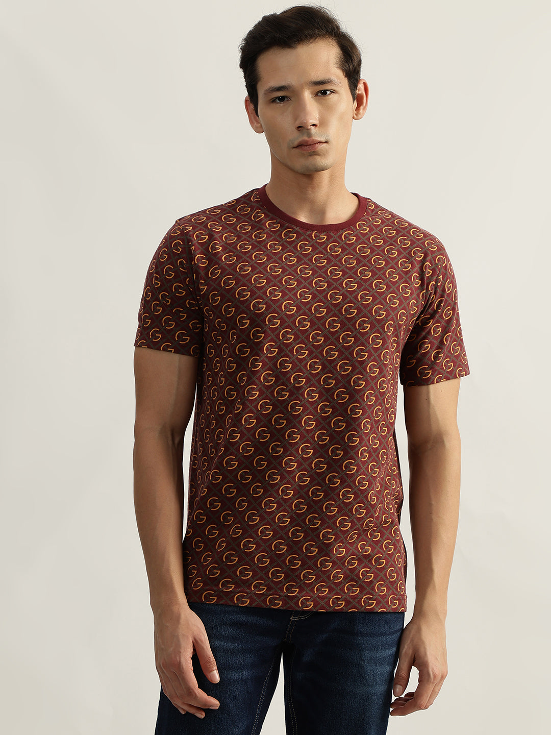 Gant Men Red Printed Round Neck Short Sleeves T-Shirt