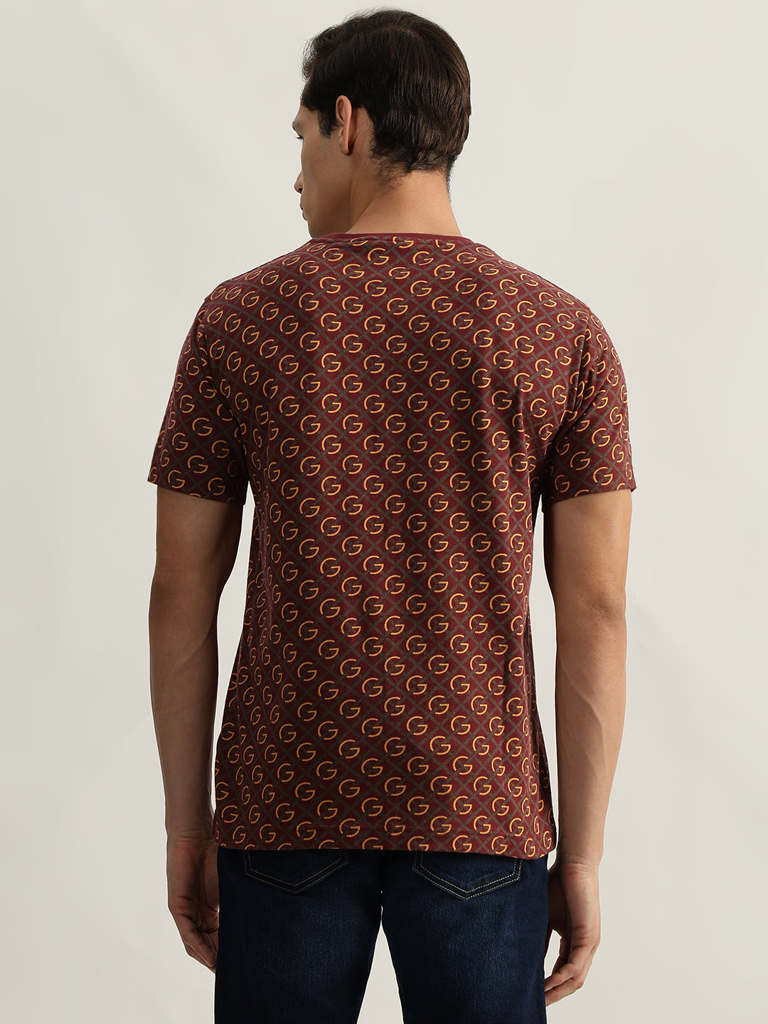 Gant Men Red Printed Round Neck Short Sleeves T-Shirt