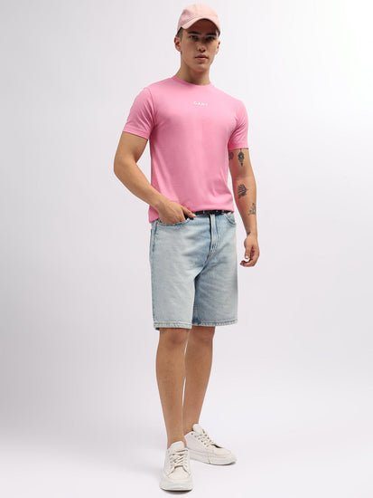 Gant Men Pink Solid Round Neck Short Sleeves T-Shirt