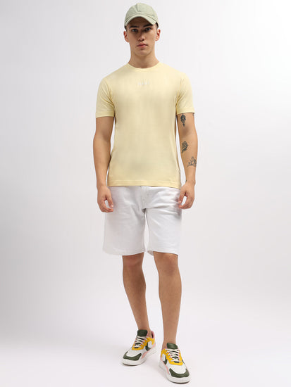 Gant Men Yellow Solid Round Neck Short Sleeves T-Shirt