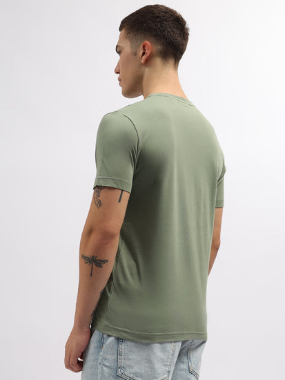 Gant Men Green Solid Round Neck Short Sleeves T-Shirt