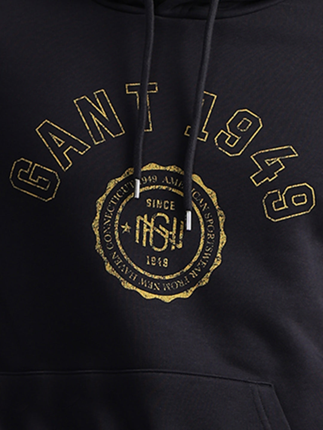 Gant Men Blue Printed Hooded Full Sleeves Sweatshirt