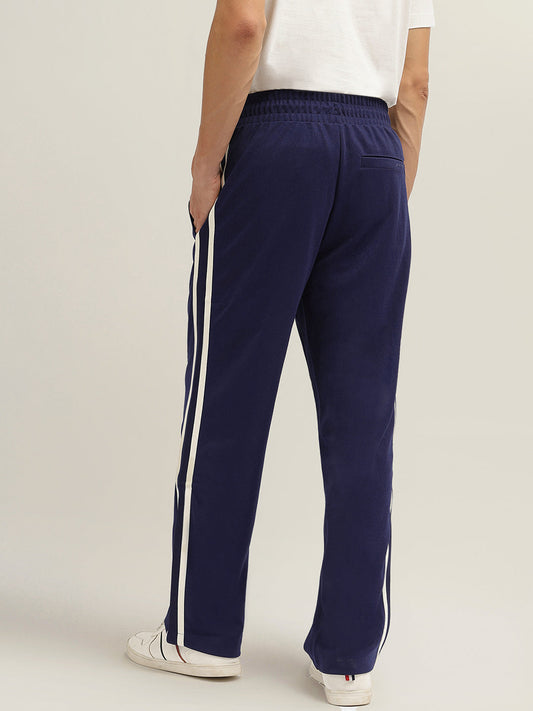 Gant Men Blue Solid Mid-Rise Track Pant