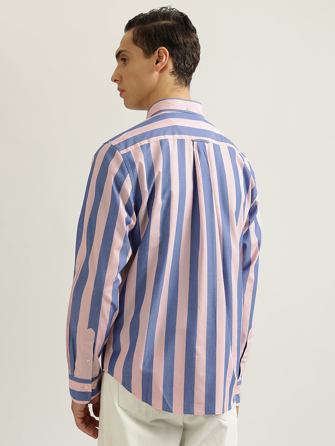 Gant Men Pink Striped Buttoned Down Collar Full Sleeves Shirt