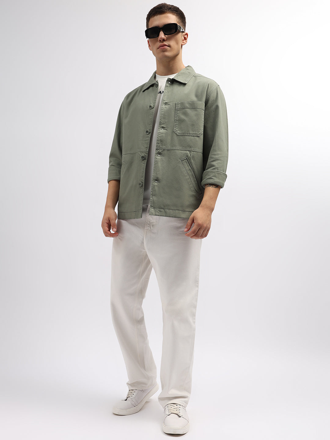 Gant Men Green Solid Spread Collar Full Sleeves Shirt