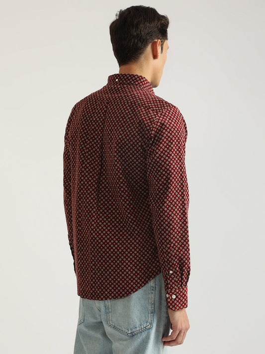 Gant Men Red Printed Button-down Collar Full Sleeves Shirt