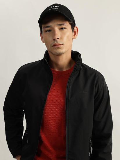 Gant Men Black Solid Hooded Full Sleeves Bomber Jacket