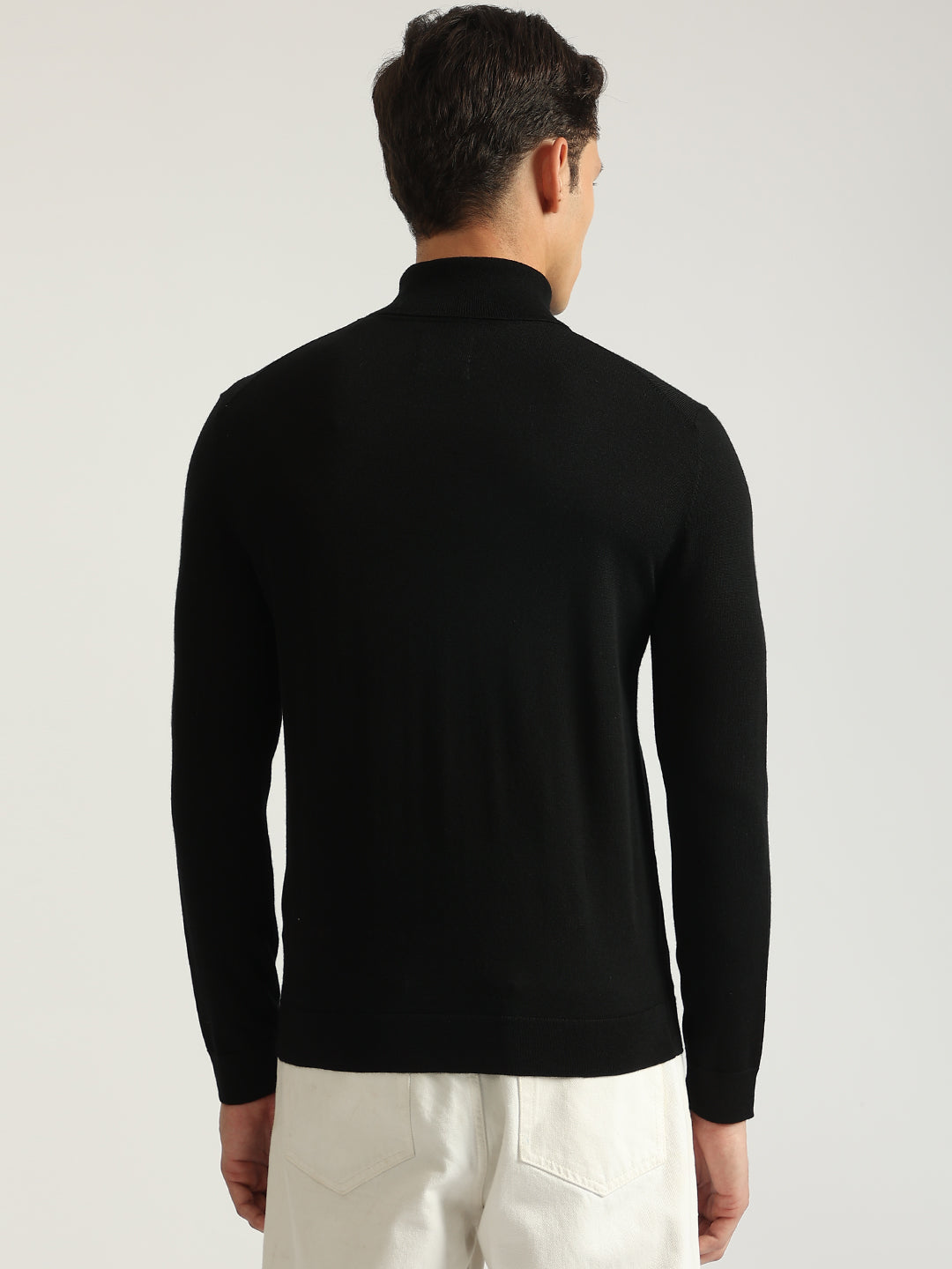 Gant Men Black Solid Turtle Neck Full Sleeves Pullover Style Sweater