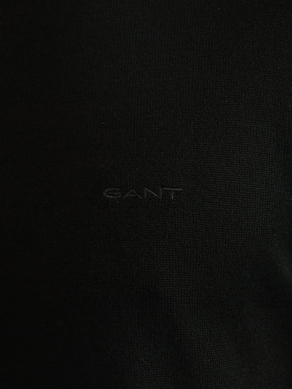 Gant Men Black Solid Collared Full Sleeves Pullover Style Sweater