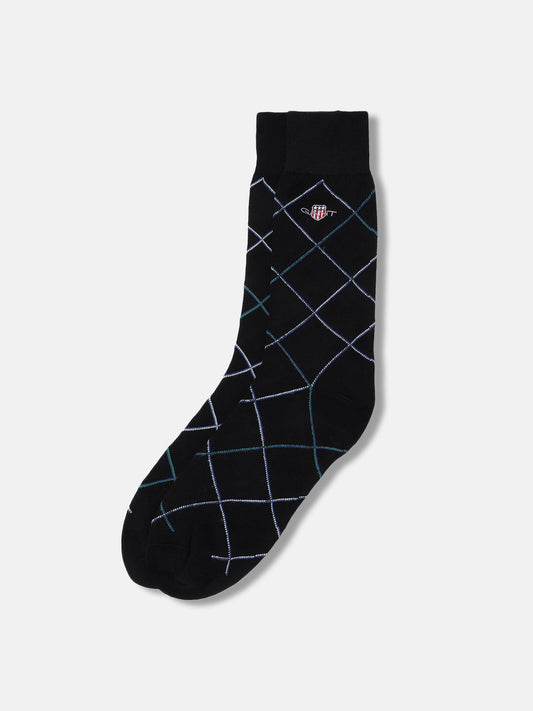 Gant Men Black Checked Calf Length Socks (1 Pair of Socks)