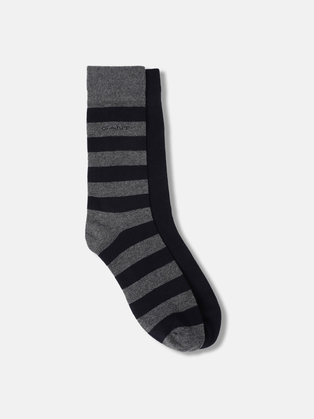 Gant Men Charcoal Striped Calf Length Socks (2 Pair of Socks)