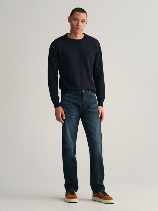 Gant Men Blue Washed Regular Fit Mid-Rise Jeans