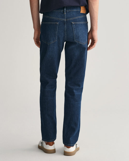 Gant Men Blue Washed Mid-Rise Slim Fit Jeans