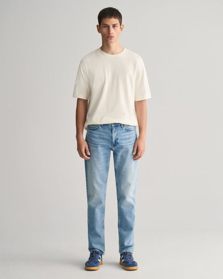 Gant Men Blue Washed Mid-Rise Slim Fit Jeans