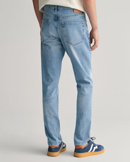 Gant Men Blue Washed Mid-Rise Slim Fit Jeans