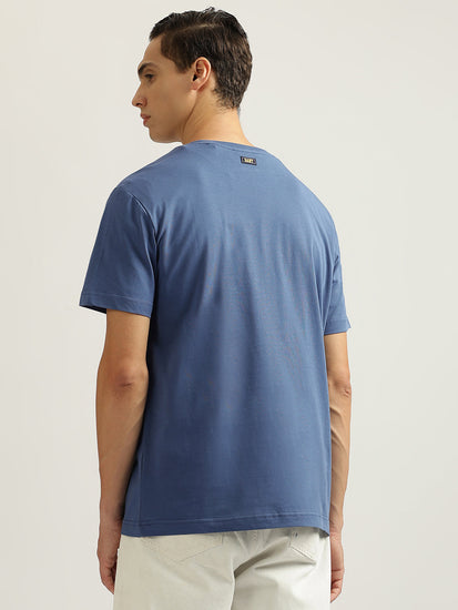 Gant Men Blue Solid Round Neck Short Sleeves T-Shirt