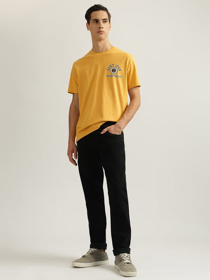 Gant Men Yellow Solid Round Neck Short Sleeves T-Shirt