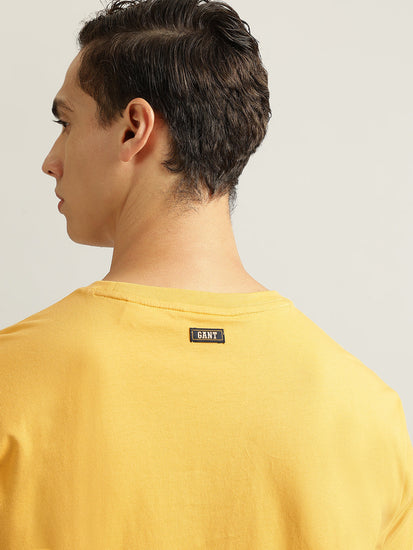 Gant Men Yellow Solid Round Neck Short Sleeves T-Shirt