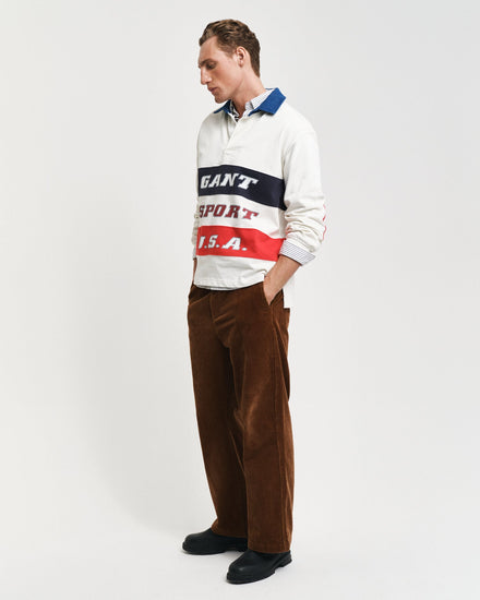 Gant Men White Printed Collared Full Sleeves Polo T-Shirt