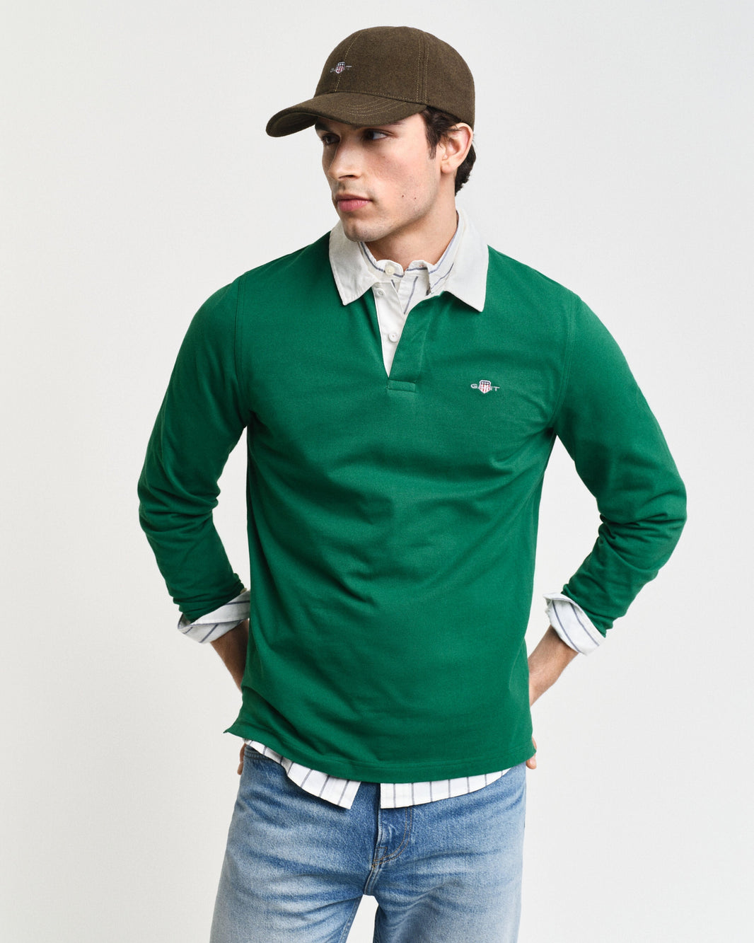 Gant Men Solid Green Polo T-Shirt