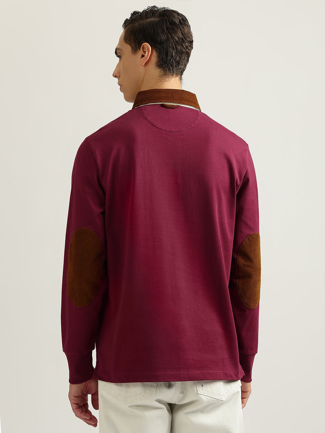 Gant Men Maroon Solid Collared Full Sleeves Polo T-Shirt