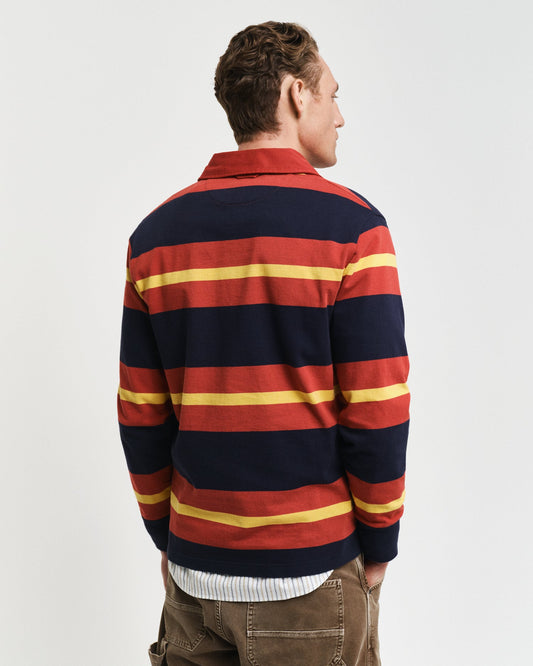 Gant Men Red Striped Polo Neck Full Sleeves T-Shirt