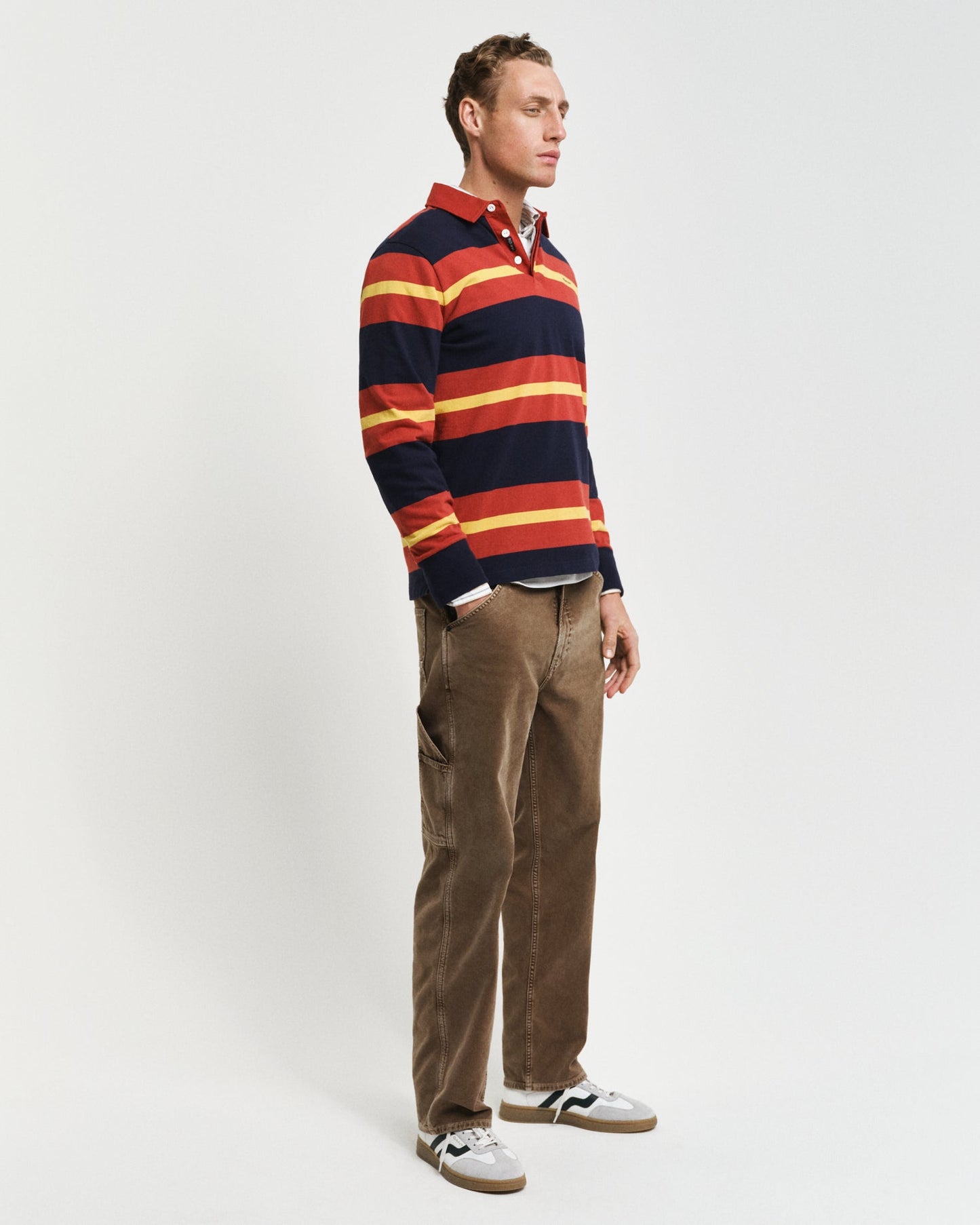 Gant Men Red Striped Polo Neck Full Sleeves T-Shirt