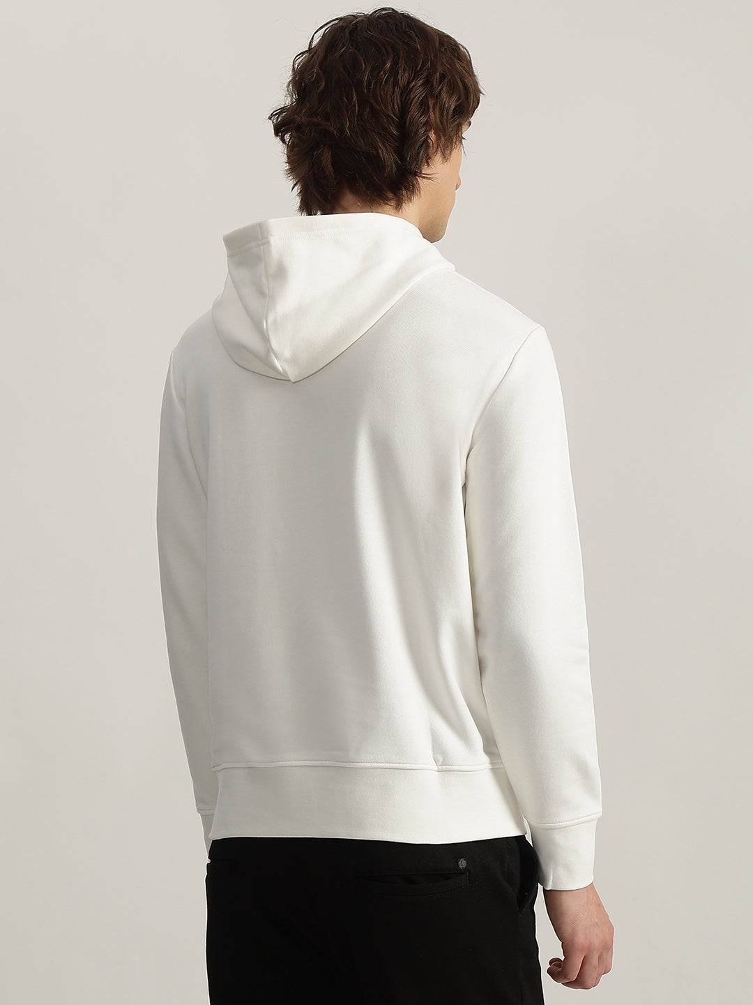 Gant Men White Printed Hooded Full Sleeves Pullover Style Sweatshirt