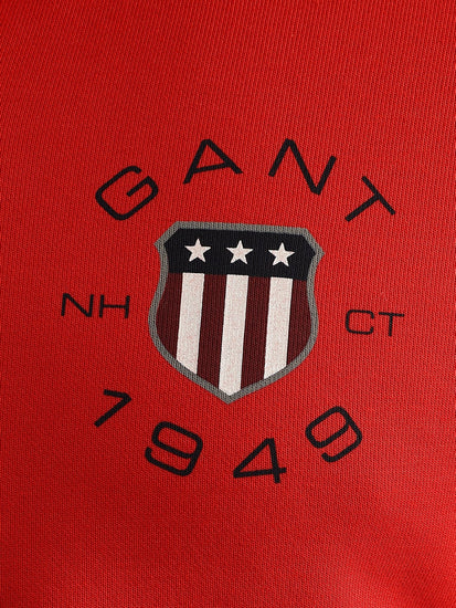 Gant Men Red Solid Collared Full Sleeves Pullover Style Sweatshirt