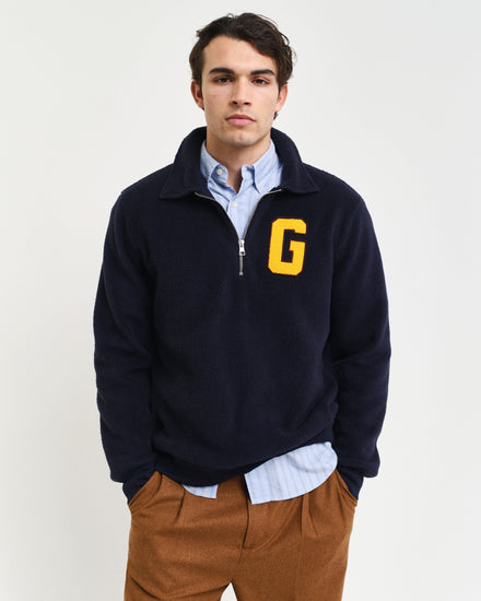 Gant Men Blue Solid Spread Collar Full Sleeves Pullover Style Sweatshirt