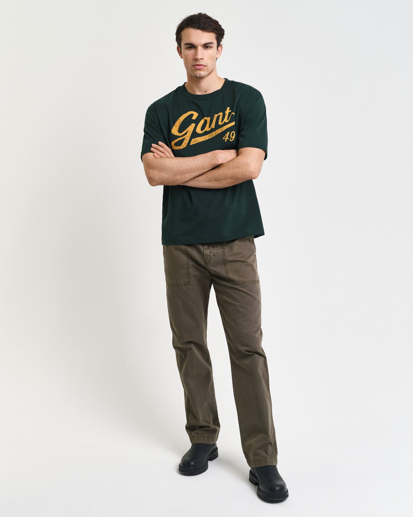 Gant Men Green Printed Round Neck Short Sleeves T-Shirt