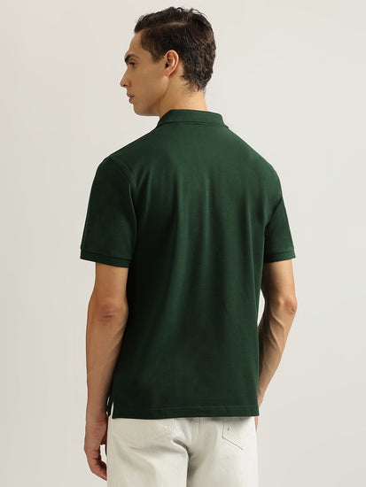 Gant Men Dark Green Embroidered Collared Short Sleeves Polo T-Shirt