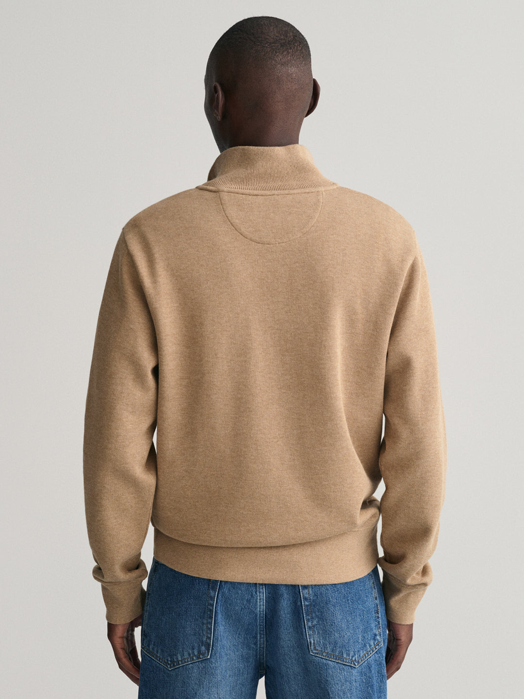 Gant Men Khaki Solid High Neck Full Sleeves Sweatshirt